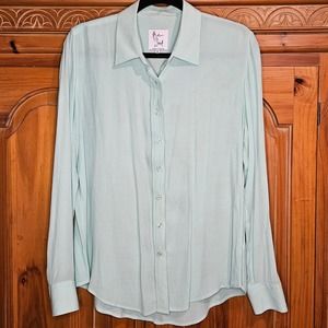 The Shirt By‎ Rochelle Behrens Signature Mint Long Sleeve Button Up Shirt Size M